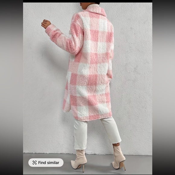 New Plaid Teddy Coat Size Medium - Picture 2 of 8